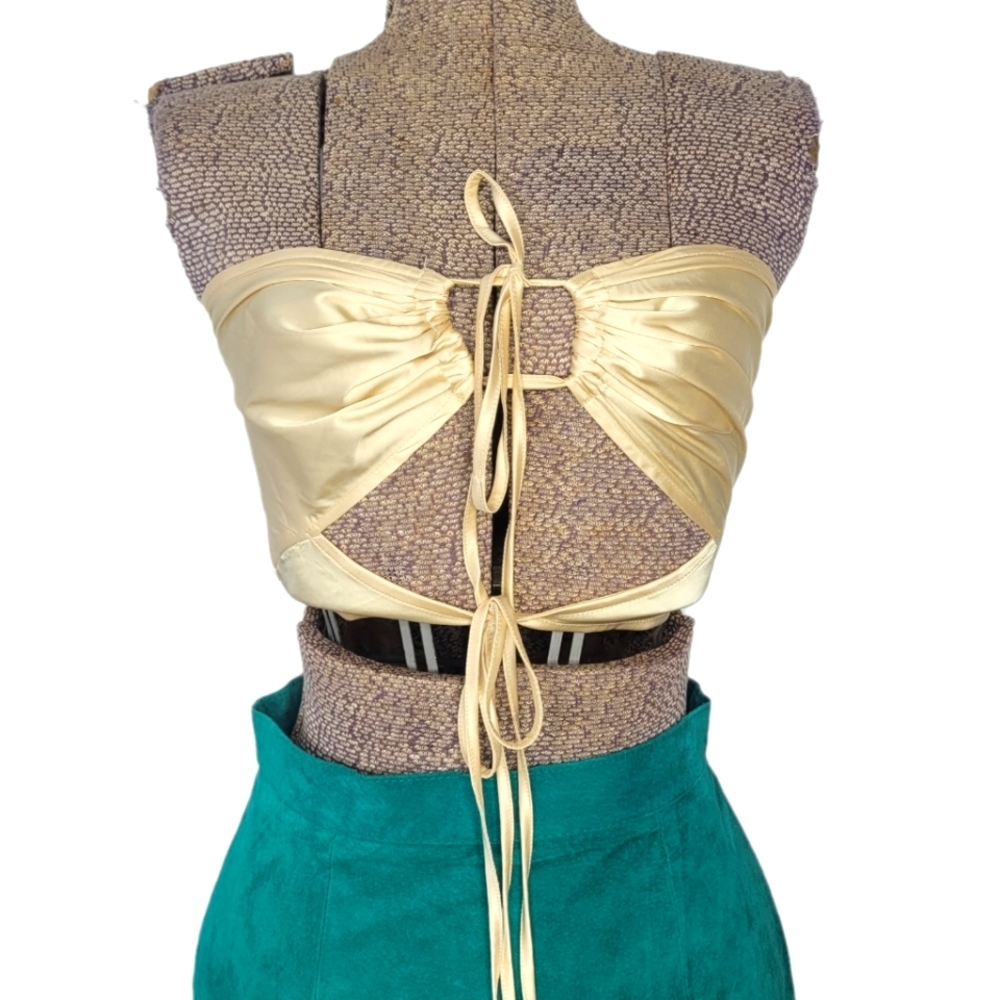 Champagne color tube top with front ties - Picture 1 of 7